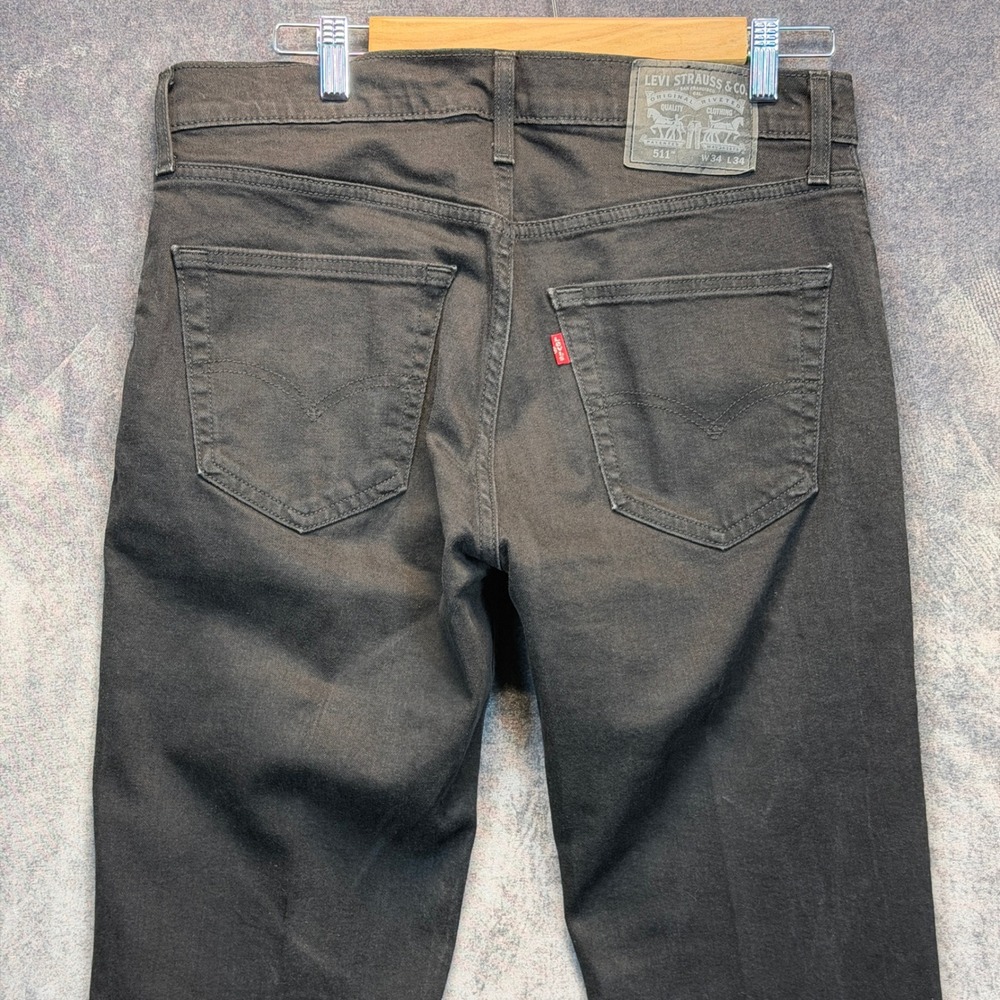 Levi's Jeans Mens 34x34 Black Cotton 511 Slim Fit Mid Rise Solid Stretch Casual - Picture 3 of 8